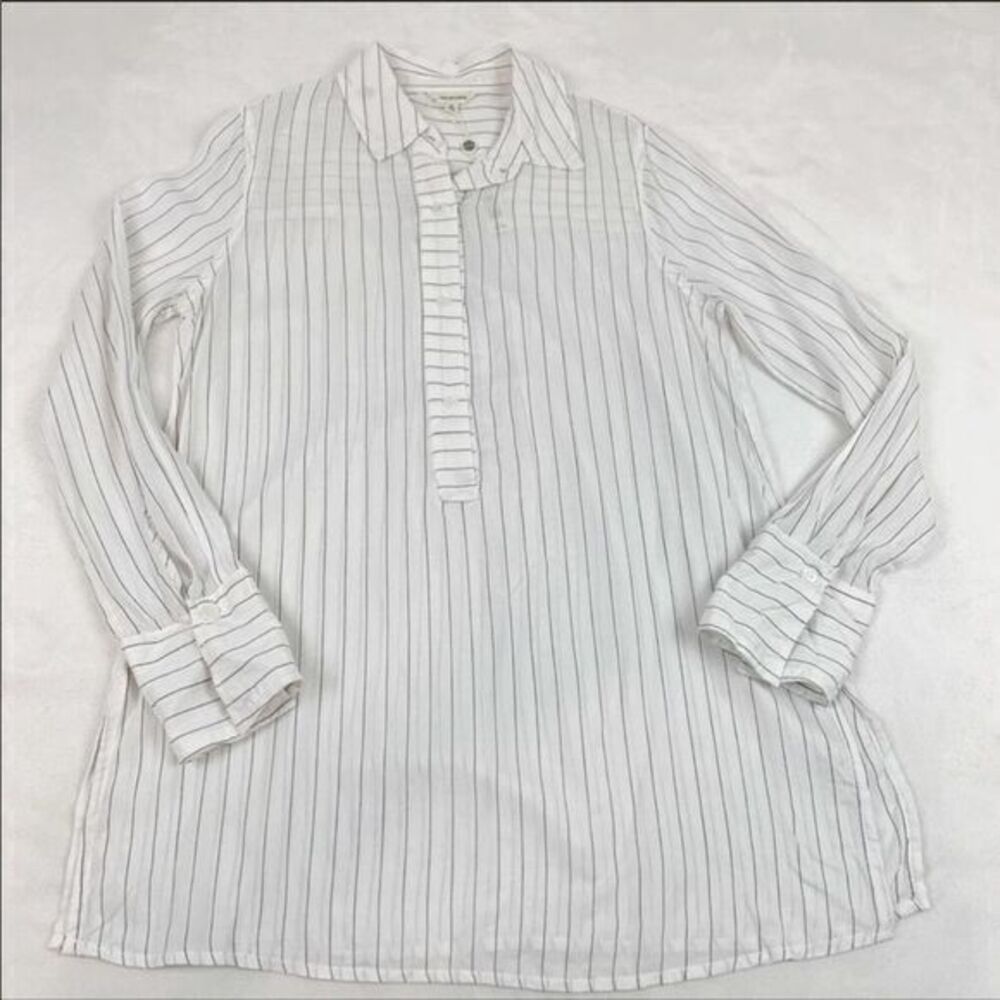 MAX STUDIO Pop Over Stripped Shirt Rayon NWT Sz L